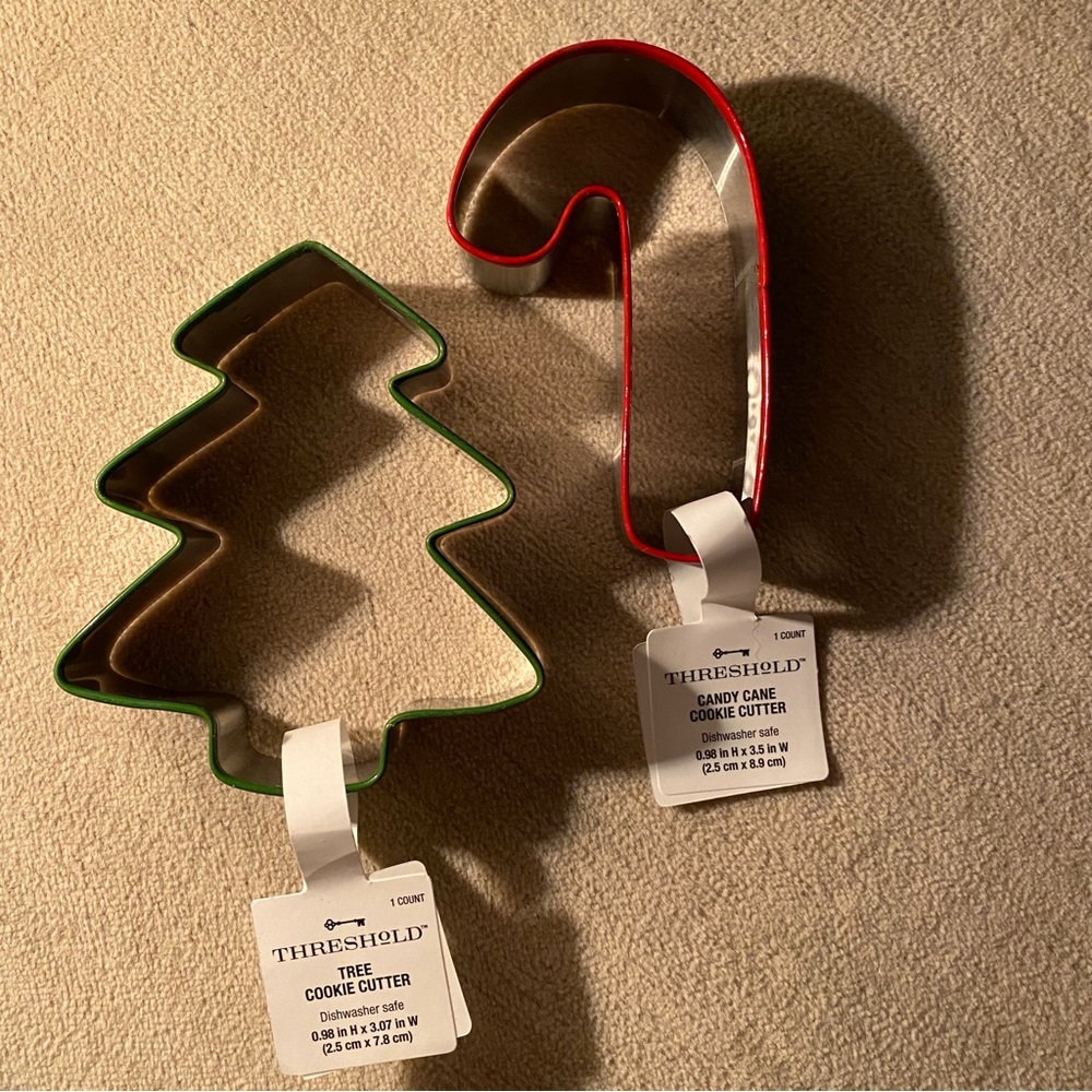 Metal Tree and Candy Cane Cooke Dough Pie Dough Cutters Holiday Christmas